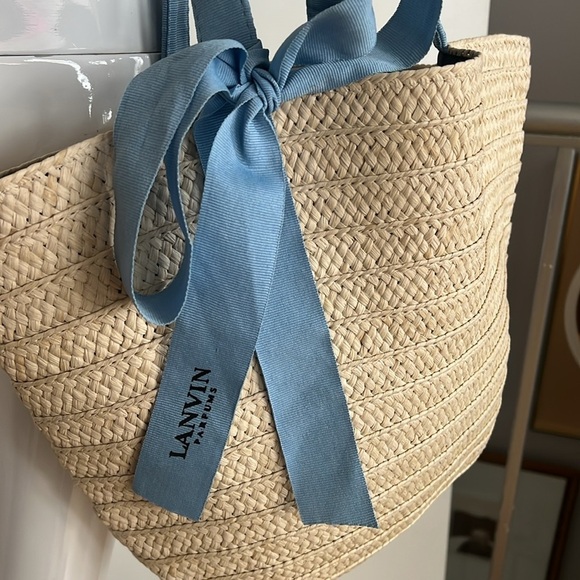 Lanvin Parfums Straw Large Shoulder Tote Bag - Picture 3 of 7